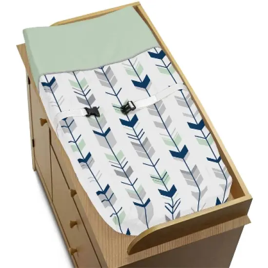 Sweet Jojo Designs Changing Pad Cover - Navy & Mint Mod Arrow image {2}