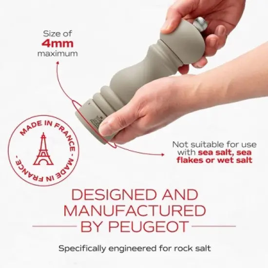 Peugeot Paris u'Select 7-inch Salt Mill - Manual Rock Salt Mill with Adjustable Precision Grinding, Stainless Steel & Beechwood, Elegant  Tool - (Ash) image {2}