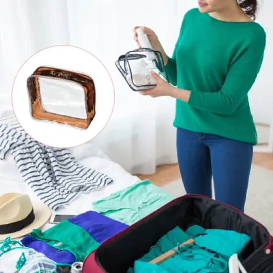 Unique Bargains PVC Travel Makeup Cosmetic Toiletry Pouch with Zipper 3 Pcs image {4}