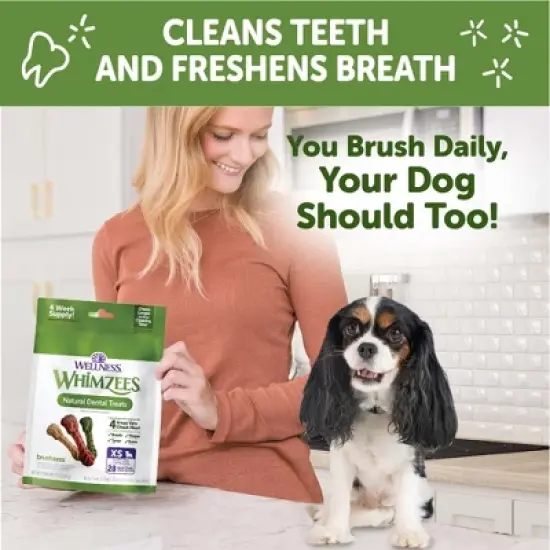 WHIMZEES by Wellness Brushzees Extra Small in Vegetable Flavor Dental Dog Treats image {6}