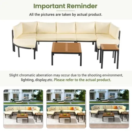 FIONECA Modern Outdoor Sectional Sofa Set with Cushions &uml;C Patio Conversation Seating Group for Backyard, Garden, Beige image {3}