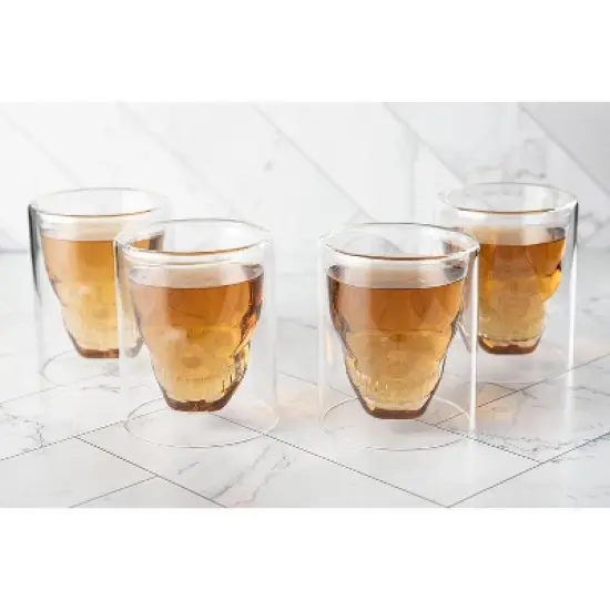 LEMONSODA Old Fashioned Skull Glasses Set of 4 - (8.5 fl. oz) image {1}
