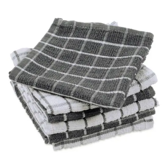 Design Imports Gray Combo Windowpane Dishcloth (Set Of 6) image {1}