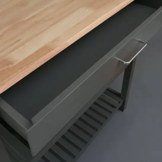 Kitchen Island with Two Shelves Natural/Gray - Flora Home image {9}