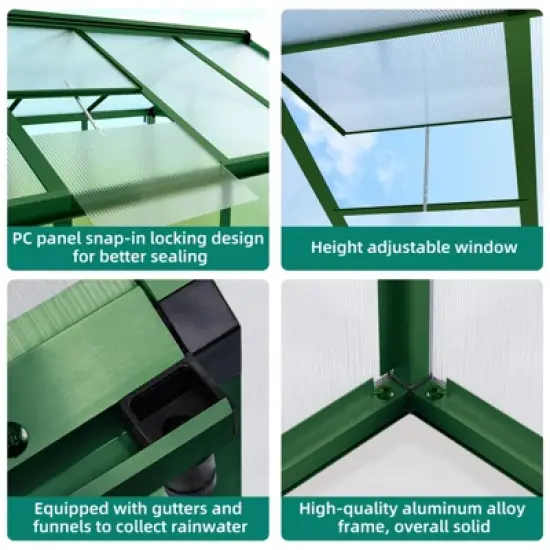 Greenhouses for Outdoors,Large Outdoor Greenhouse with Roof Vent and Heavy-Duty Aluminum Frame,  Walk-in Garden Greenhouse for Backyard, Patio, Lawn image {4}