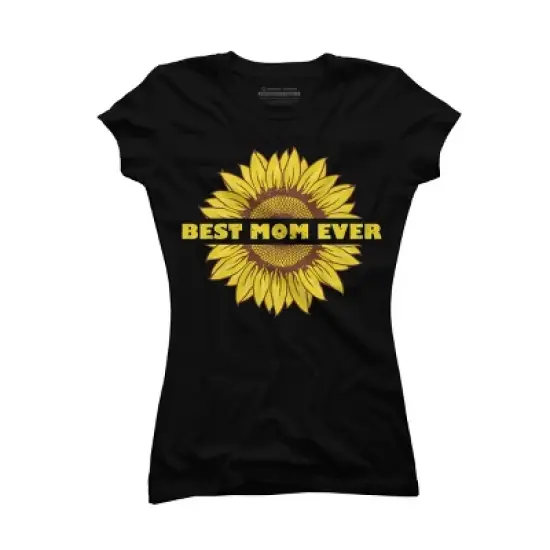 Junior's Design By Humans Happy Mothers Day Best Mom Ever Sunflower By CarambaArt T-Shirt image {2}