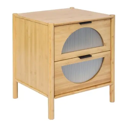Aash  2 Drawers Environmentally Friendly Pale Yellow Finish Accent Nightstand With Storage- The Pop Maison image {2}