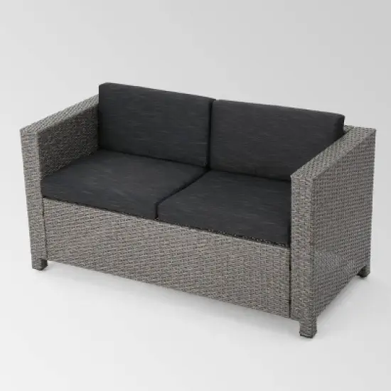 Puerta 8pc Wicker Chat Set - Black/Gray - Christopher Knight Home image {1}