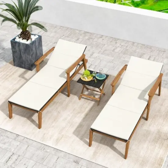 Tangkula Outdoor Chaise Lounge Chair w/ Armrests & 4-Level Backrest Adjustment image {2}