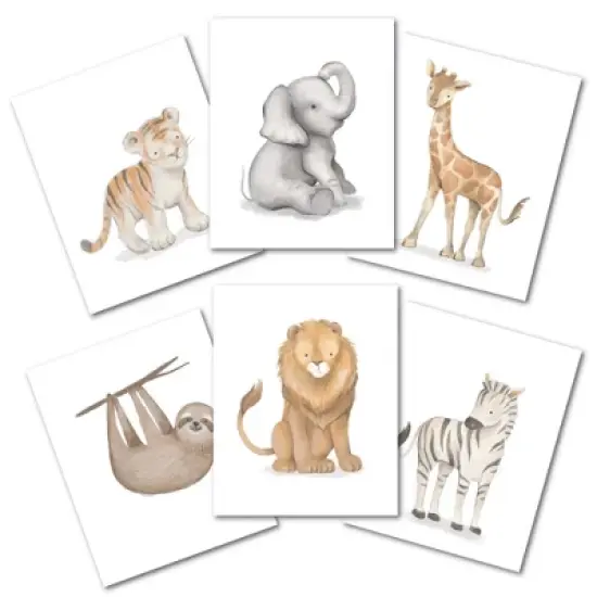 Lambs & Ivy Watercolor Safari Jungle Animals Unframed Nursery/Child Wall Art image {1}