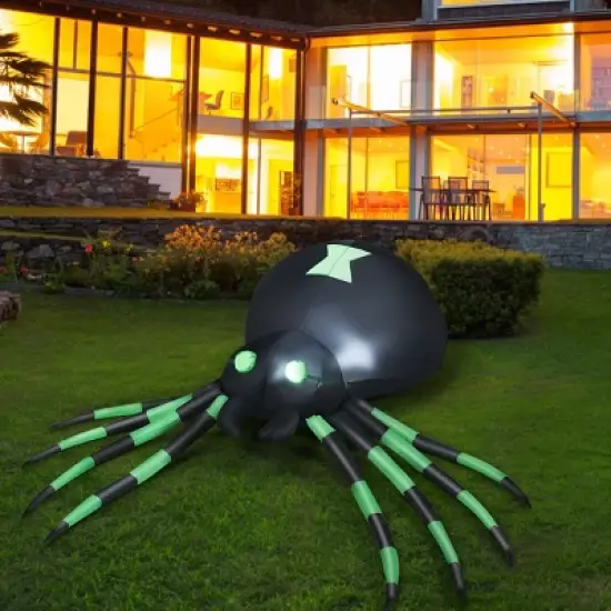 Tangkula Halloween Decoration 6FT Inflatable Blow-Up Spider With LED Lights Outdoor Yard image {1}