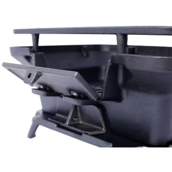Kumasinova Portable Charcoal Tabletop Grill with Handle,100% Cast-Iron BBQ Grill with Enamel Coating,Removable Rectangular Grate Grill,Black image {4}