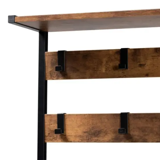 Edan Wood and Metal Freestanding Coat Hanger Walnut Brown/Black - Baxton Studio image {4}