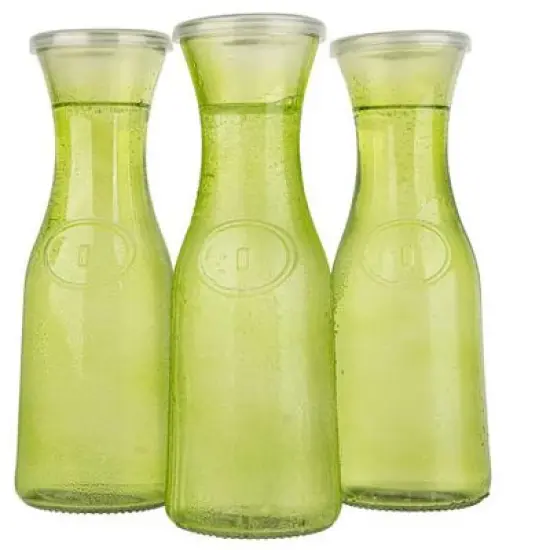 Kook Glass Carafe Pitchers, Beverage Dispensers, Set of 3, 35 Oz image {4}