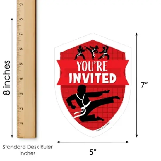 Big Dot of Happiness Karate Master - Shaped Fill-In Invitations - Martial Arts Birthday Party Invitation Cards with Envelopes - Set of 12 image {4}
