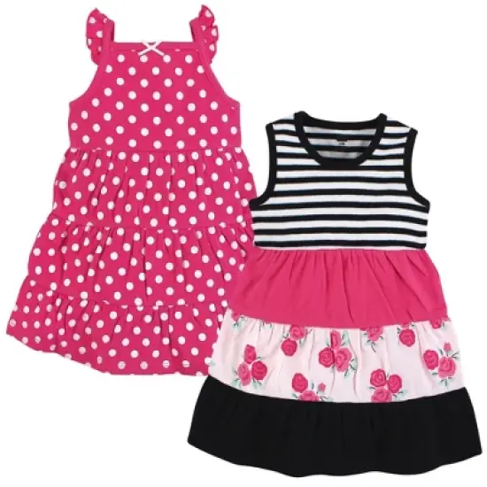 Hudson Baby Infant and Toddler Girl Cotton Dresses, Pink Black Roses image {11}