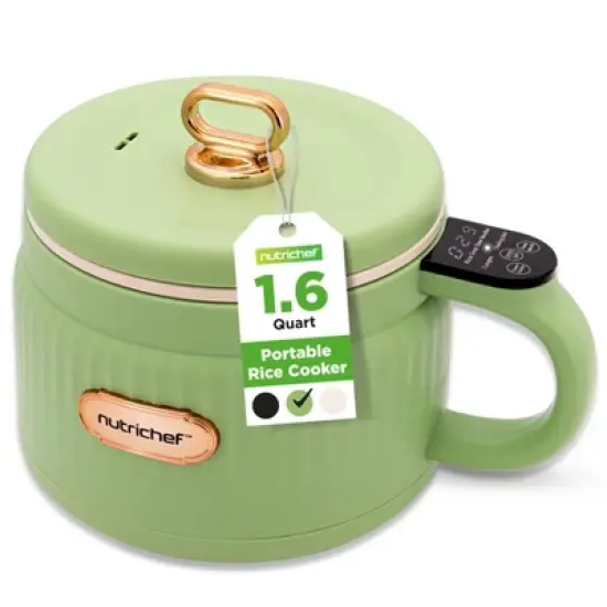 NutriChef 1.6L Multi-Functional Portable Electric Rice Cooker - Green, with Ceramic Coating image {8}