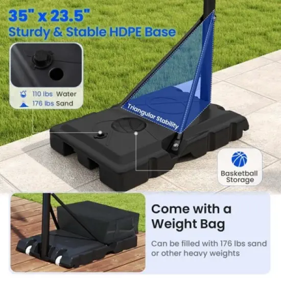 Costway Basketball Hoop Outdoor System with 45 Inch Shatterproof PC Backboard Wheels image {4}