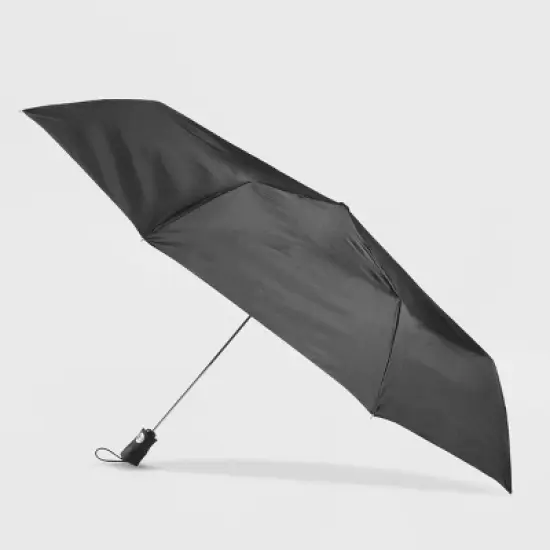 Totes Men's One-touch Auto Open Close Sunguard ECO Compact Umbrella - Black image {1}