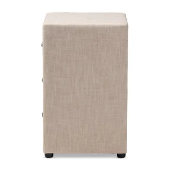 Tessa 3 Drawer Nightstand - Baxton Studio image {2}