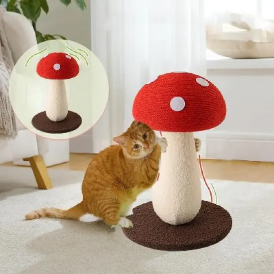 Paaaawaters Extra Large Vertical Sisal Mushroom Shaped Cat Scratcher, Indoor Cat Interactive Cute Mushroom Cat Scratcher Cat Scratching Board image {1}
