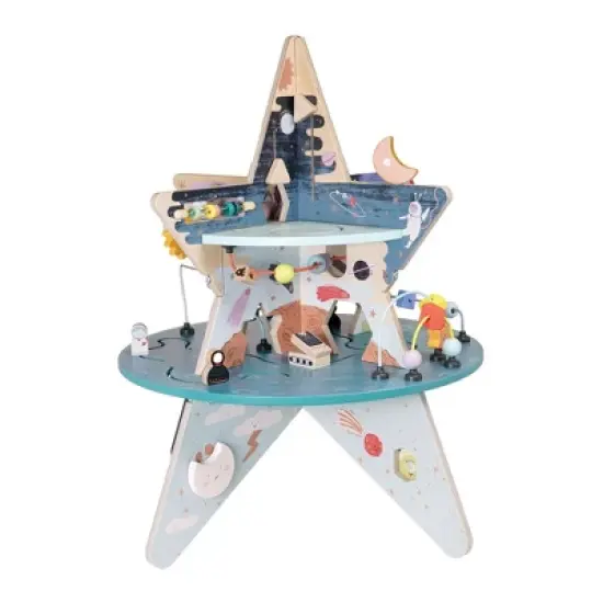 Manhattan Toy Double-Decker Celestial Star Explorer Wooden Activity Center with Shape Gliders, Spinners, Bead Runs and Alluring Artwork image {9}