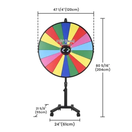 WinSpin 48" Large Giant Prize Wheel w/ Mobile Base Spinning Raffle Trade Show image {8}