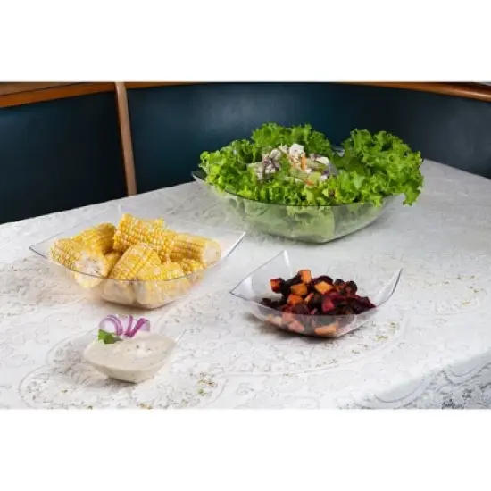 Crown Display Clear Disposable Serving Bowl Squared Convex Bowl - Clear Plastic Bowl for Serving image {4}