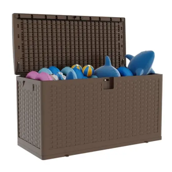 73 Gallon Outdoor Storage Box, Deck Boxes Outdoor Waterproof with Lid,Outside Storage Box Waterproof with Side Handles for Garden Pool image {1}