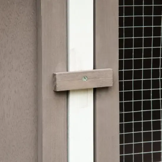 PawHut Wooden Bunny Hutch Rabbit Hutch Small Animals Habitat with Ramp, Removable Tray and Weatherproof Roof, Indoor/Outdoor image {5}