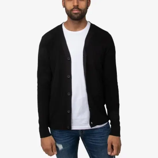 X RAY Men's Cotton Cardigan Sweater, V-Neck & Shawl Collar Soft Cable Knit Button Down Cardigan image {3}