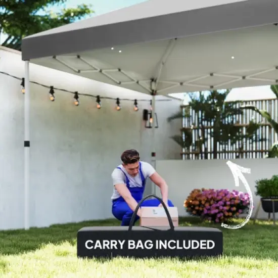 Outsunny 10' x 10' Pop Up Canopy Tent with 2 Half Sidewalls, UV50+ Height Adjustable Instant Sun Shelter with Wheeled Carry Bag image {5}