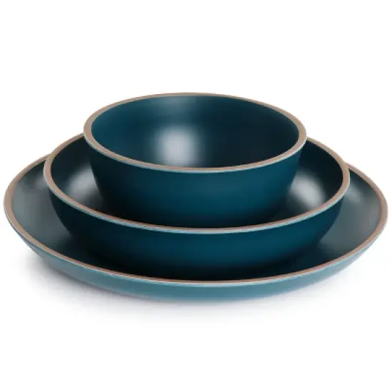 Gibson Home Rockabye 12 Piece Melamine Dinnerware Set in Dark Teal image {2}
