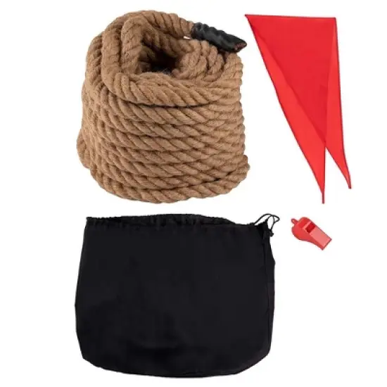 Blue Panda 50 Foot Tug of War Rope with Flag for Outdoor Games, Field Day, Summer Camp, Family Reunion, Team Building, Brown image {8}