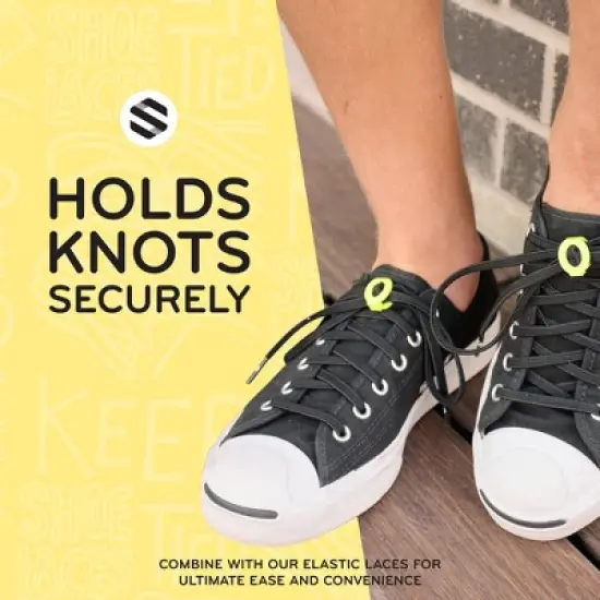 The Original Stretchlace Shoelace Knot Clips &ndash; Yellow Shoe Lace Bow Holder Accessory (3 Pair) image {5}