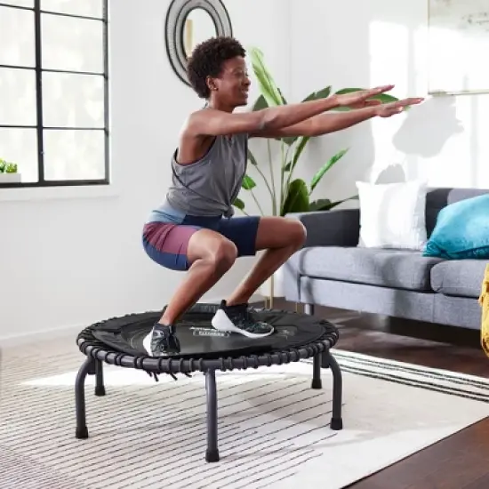 JumpSport 370 PRO Indoor Heavy Duty Lightweight 39-Inch Fitness Trampoline, Black image {2}