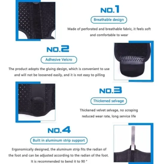 Ankle Brace Support For Men Women Adjustable Plantar Fasciitis Night Splint Relief Set (massage Ball Color Random) image {3}