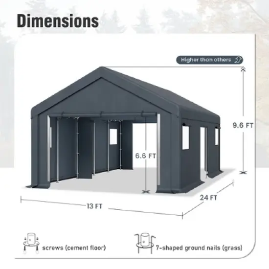 Captiva Designs Outdoor Portable Storage Shelter - Choose Between Two Spacious Garage Tents with Roll-Up Zipper Doors image {13}