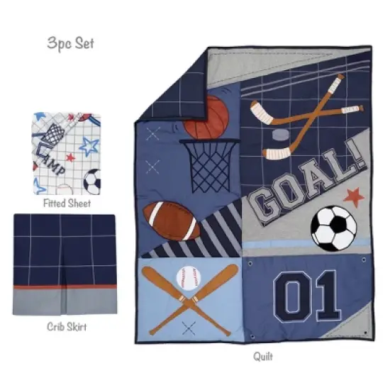 Lambs & Ivy Baby Sports 3-Piece Football/Basketball Baby Crib Bedding Set image {9}