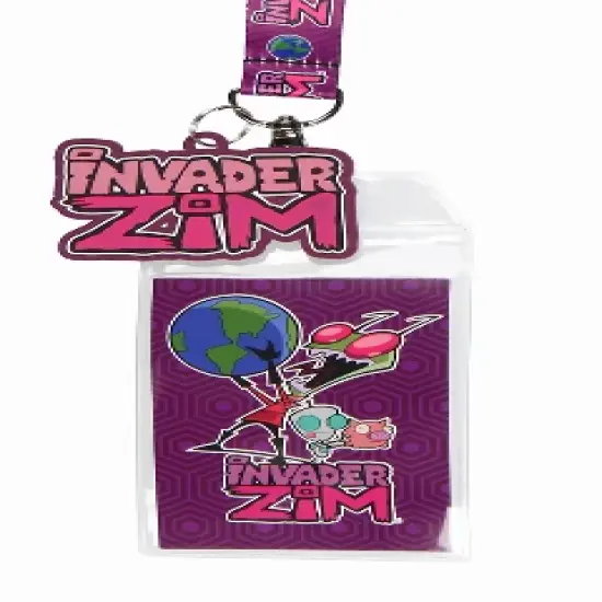 Invader Zim and Gir ID Badge Holder Lanyard w/ 2" Logo Rubber Pendant image {1}