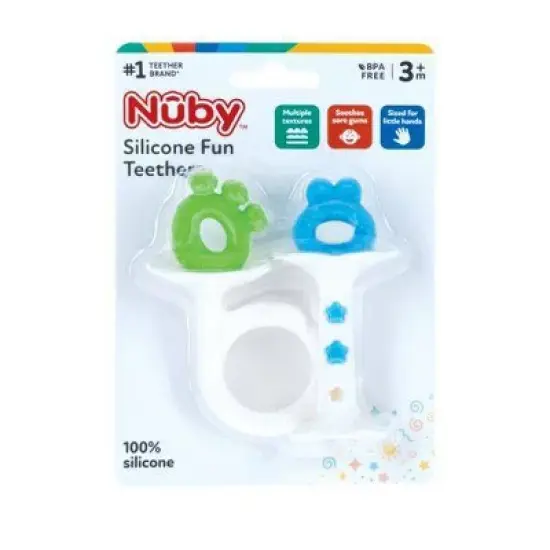Nuby Silicone Teether - Neutral Red and Blue - 2pk image {7}
