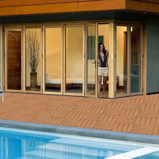 Plastic Interlocking Deck Tiles, 12.00"x12.00" (Pack of 44), for Patio, Outdoor Waterproof, All Weather image {2}