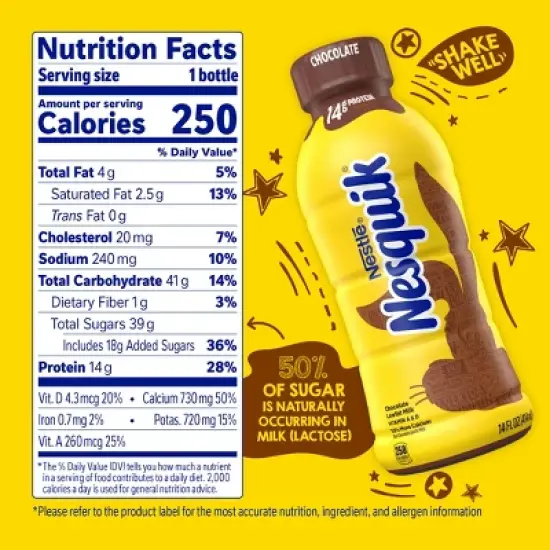 Nesquik Low Fat Chocolate Milk - 14 fl oz image {5}