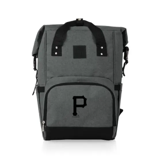 MLB Pittsburgh Pirates On The Go Roll-Top Cooler Backpack - Heathered Gray image {8}
