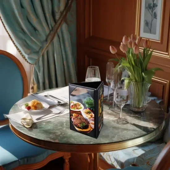 Yescom WeChef 20 Pack 4"x6" 3 Sides Table Tent Holder Menu Holder Bar Cafe Restaurant Black image {7}