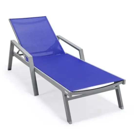 LeisureMod Marlin Modern Patio Sling Chaise Lounge Chair with Arms in Grey Aluminum, Set of 2 &ndash; Outdoor Patio, Poolside, Balcony, Garden, Deck Seating image {16}
