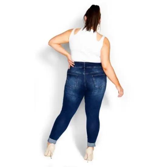 Women's Plus Size Harley Turn Up Jean - indigo | CITY CHIC image {2}