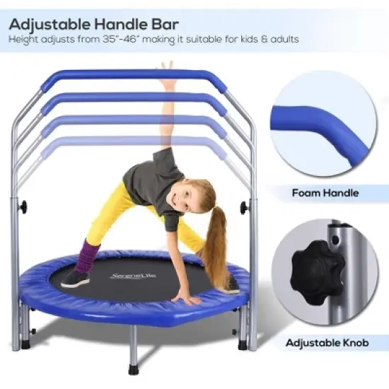 SereneLife Adult Jumping Fitness Trampoline - 40" Foldable Rebounder with Adjustable Handrail, Core Workout Trainer - SLSPT409 image {1}