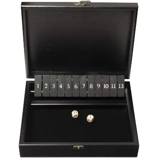WE Games 12 Number Shut the Box Board Game in Natural Wood Box with Lid image {8}