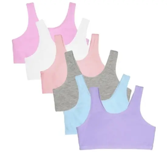  Fruit of the Loom Girls Cotton Stretch Sports Bra 6 Pack image {7}